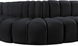 Arc Velvet 6pc. Sectional Black from Meridian - Luna Furniture