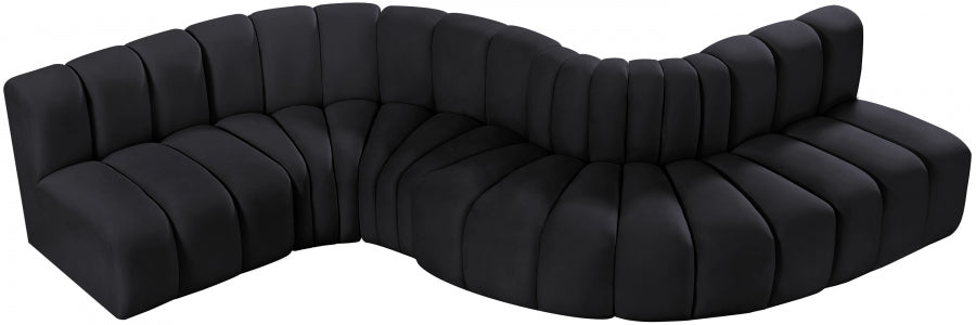 Arc Velvet 6pc. Sectional Black from Meridian - Luna Furniture