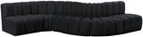 Arc Velvet 6pc. Sectional Black from Meridian - Luna Furniture