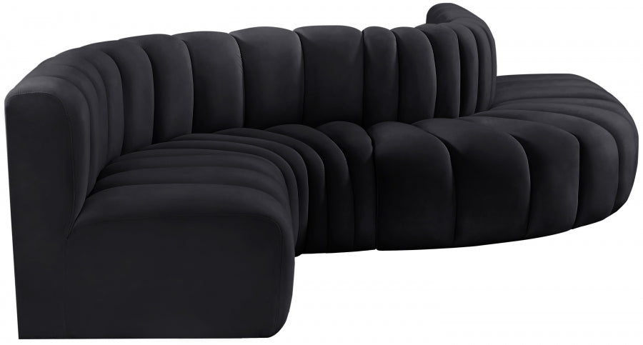 Arc Velvet 6pc. Sectional Black from Meridian - Luna Furniture