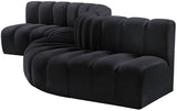 Arc Velvet 6pc. Sectional Black from Meridian - Luna Furniture