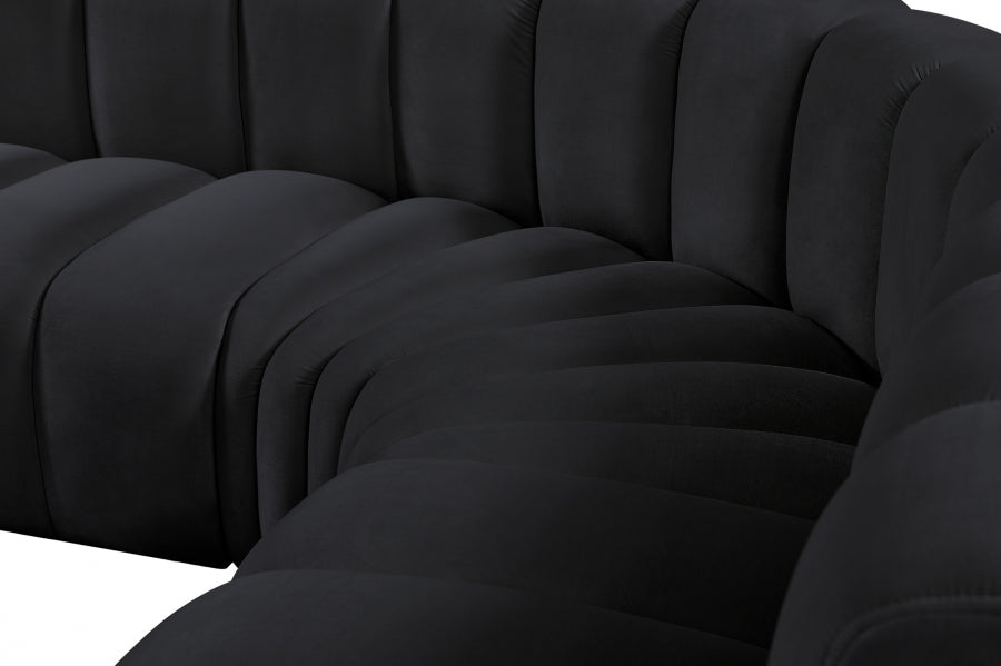 Arc Velvet 6pc. Sectional Black from Meridian - Luna Furniture