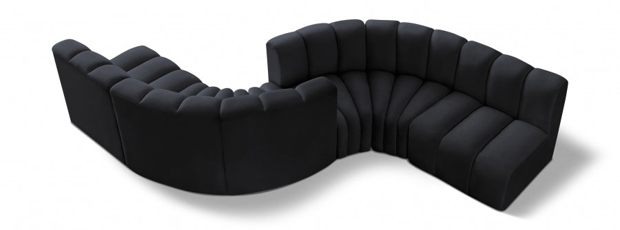 Arc Velvet 6pc. Sectional Black from Meridian - Luna Furniture