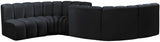 Arc Velvet 6pc. Sectional Black from Meridian - Luna Furniture