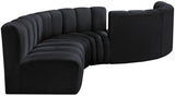 Arc Velvet 6pc. Sectional Black from Meridian - Luna Furniture