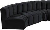 Arc Velvet 6pc. Sectional Black from Meridian - Luna Furniture