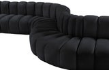 Arc Velvet 6pc. Sectional Black from Meridian - Luna Furniture