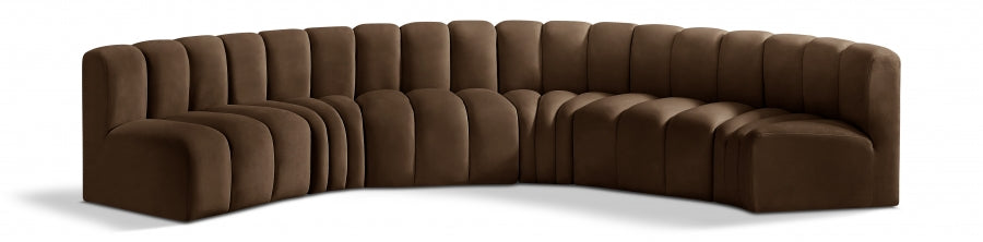 Arc Velvet 6pc. Sectional Brown from Meridian - Luna Furniture