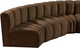 Arc Velvet 6pc. Sectional Brown from Meridian - Luna Furniture