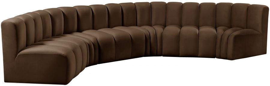 Arc Velvet 6pc. Sectional Brown from Meridian - Luna Furniture