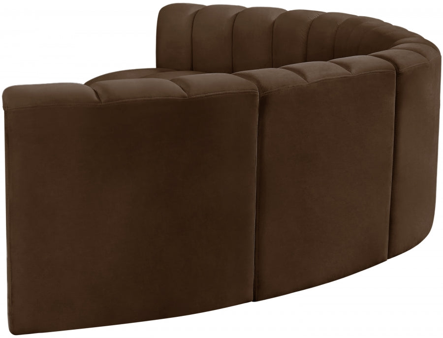 Arc Velvet 6pc. Sectional Brown from Meridian - Luna Furniture