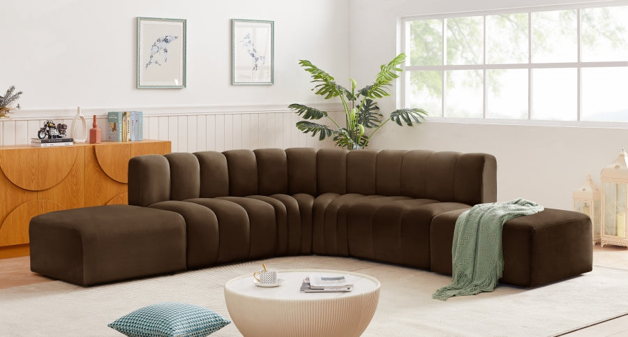 Arc Velvet 6pc. Sectional Brown from Meridian - Luna Furniture