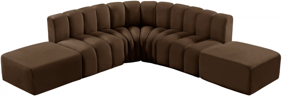 Arc Velvet 6pc. Sectional Brown from Meridian - Luna Furniture