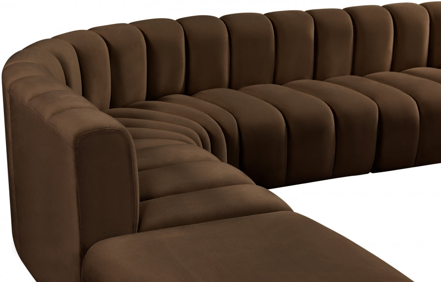 Arc Velvet 6pc. Sectional Brown from Meridian - Luna Furniture