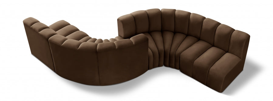 Arc Velvet 6pc. Sectional Brown from Meridian - Luna Furniture