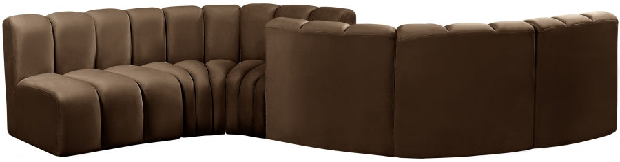 Arc Velvet 6pc. Sectional Brown from Meridian - Luna Furniture