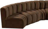 Arc Velvet 6pc. Sectional Brown from Meridian - Luna Furniture