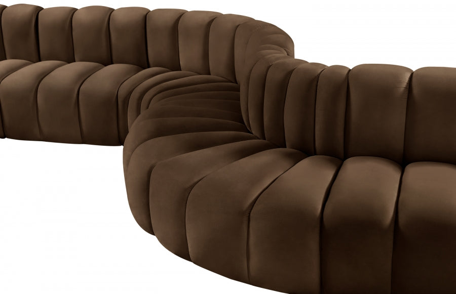 Arc Velvet 6pc. Sectional Brown from Meridian - Luna Furniture