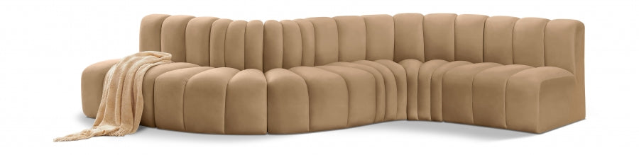 Arc Velvet 6pc. Sectional Camel from Meridian - Luna Furniture