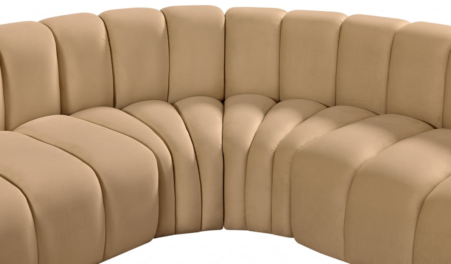 Arc Velvet 6pc. Sectional Camel from Meridian - Luna Furniture