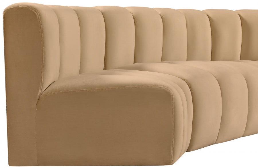 Arc Velvet 6pc. Sectional Camel from Meridian - Luna Furniture