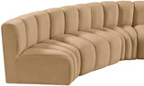 Arc Velvet 6pc. Sectional Camel from Meridian - Luna Furniture