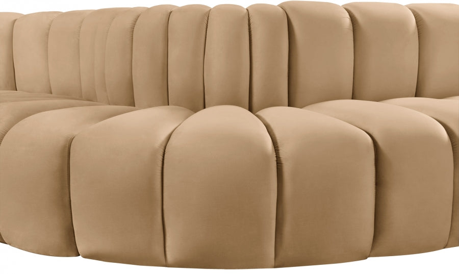 Arc Velvet 6pc. Sectional Camel from Meridian - Luna Furniture