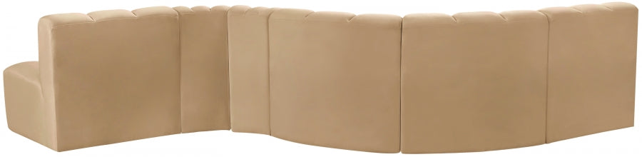 Arc Velvet 6pc. Sectional Camel from Meridian - Luna Furniture