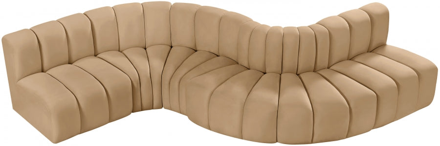 Arc Velvet 6pc. Sectional Camel from Meridian - Luna Furniture