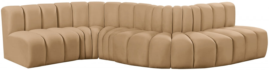 Arc Velvet 6pc. Sectional Camel from Meridian - Luna Furniture