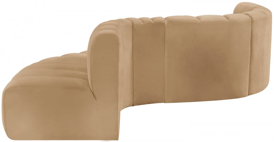 Arc Velvet 6pc. Sectional Camel from Meridian - Luna Furniture