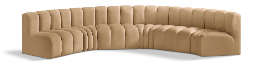 Arc Velvet 6pc. Sectional Camel from Meridian - Luna Furniture