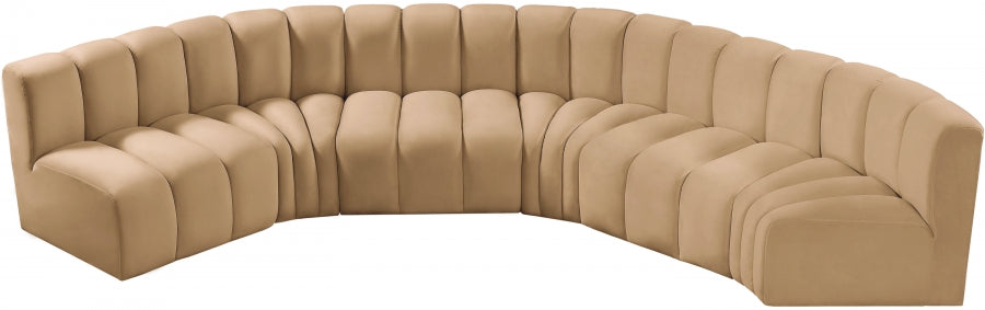 Arc Velvet 6pc. Sectional Camel from Meridian - Luna Furniture