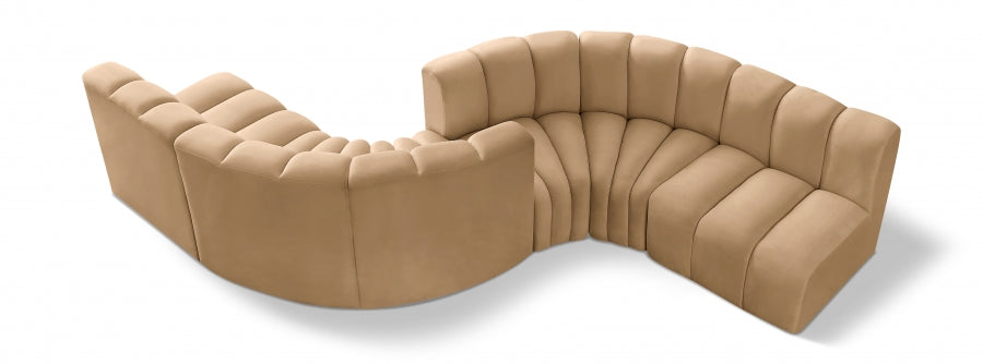 Arc Velvet 6pc. Sectional Camel from Meridian - Luna Furniture