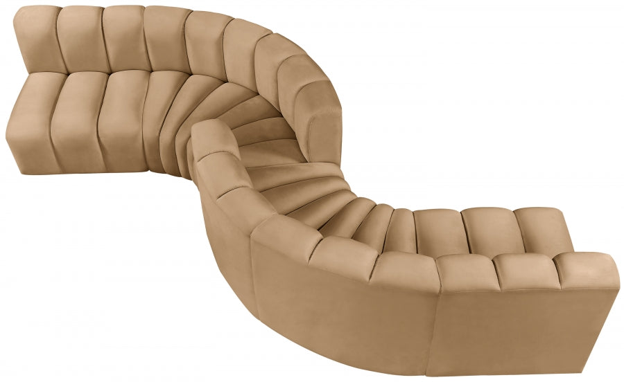 Arc Velvet 6pc. Sectional Camel from Meridian - Luna Furniture