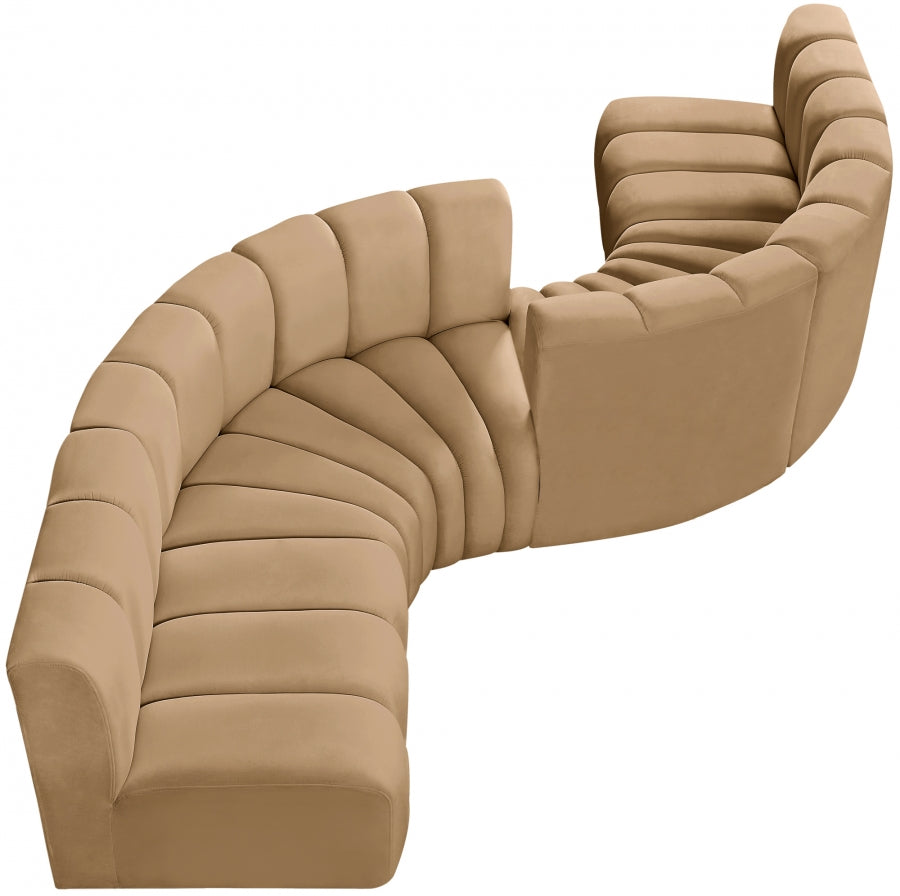 Arc Velvet 6pc. Sectional Camel from Meridian - Luna Furniture