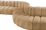 Arc Velvet 6pc. Sectional Camel from Meridian - Luna Furniture