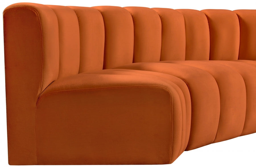 Arc Velvet 6pc. Sectional Cognac from Meridian - Luna Furniture