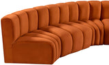 Arc Velvet 6pc. Sectional Cognac from Meridian - Luna Furniture