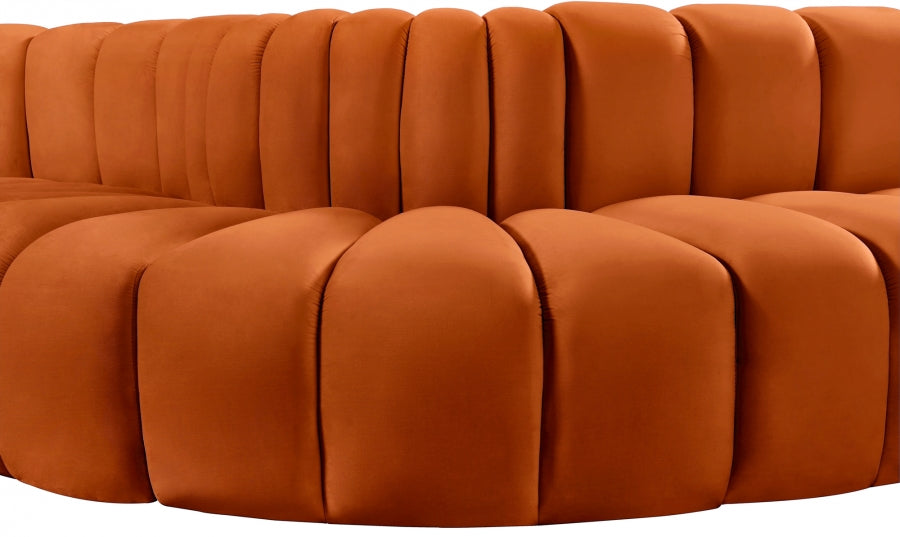 Arc Velvet 6pc. Sectional Cognac from Meridian - Luna Furniture