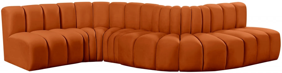 Arc Velvet 6pc. Sectional Cognac from Meridian - Luna Furniture