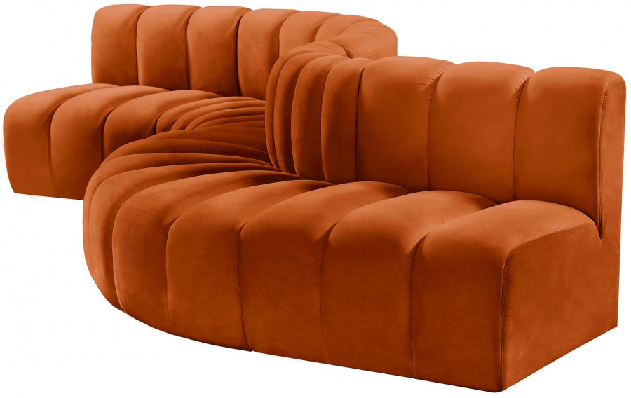 Arc Velvet 6pc. Sectional Cognac from Meridian - Luna Furniture