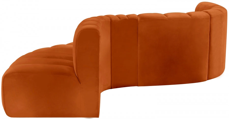 Arc Velvet 6pc. Sectional Cognac from Meridian - Luna Furniture