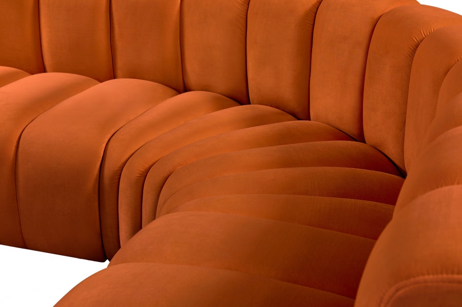 Arc Velvet 6pc. Sectional Cognac from Meridian - Luna Furniture