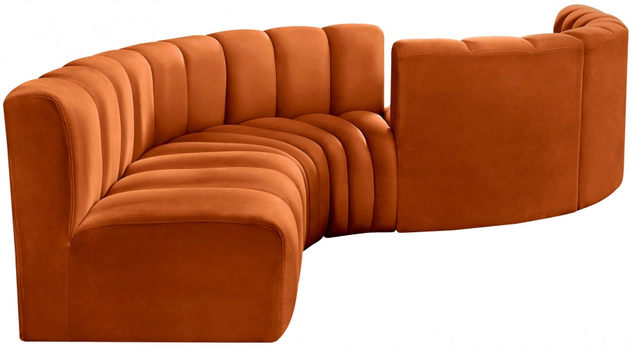 Arc Velvet 6pc. Sectional Cognac from Meridian - Luna Furniture