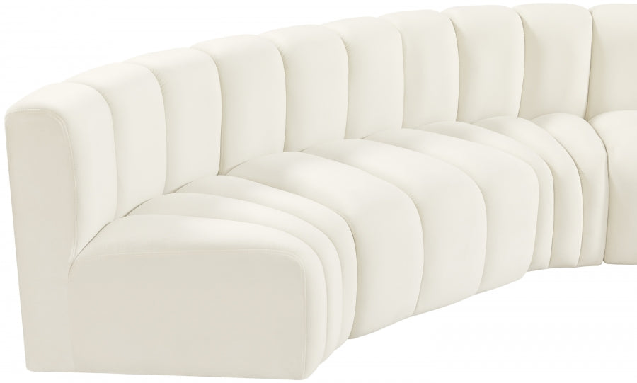 Arc Velvet 6pc. Sectional Cream from Meridian - Luna Furniture