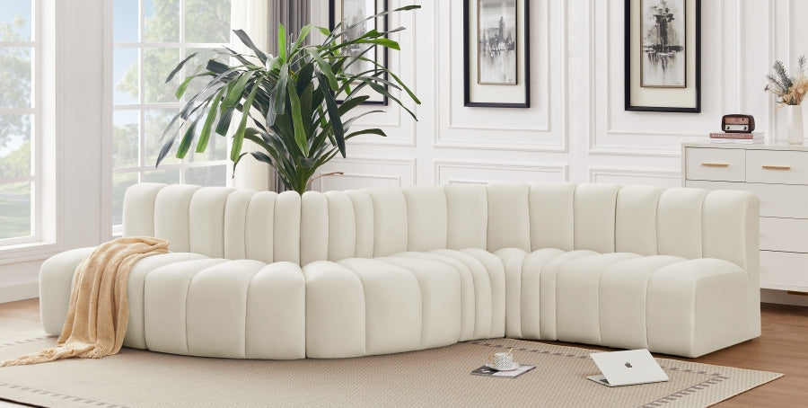 Arc Velvet 6pc. Sectional Cream from Meridian - Luna Furniture