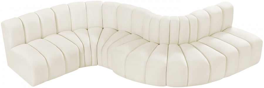 Arc Velvet 6pc. Sectional Cream from Meridian - Luna Furniture