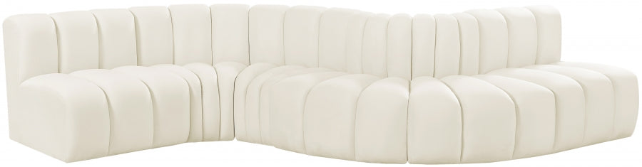 Arc Velvet 6pc. Sectional Cream from Meridian - Luna Furniture