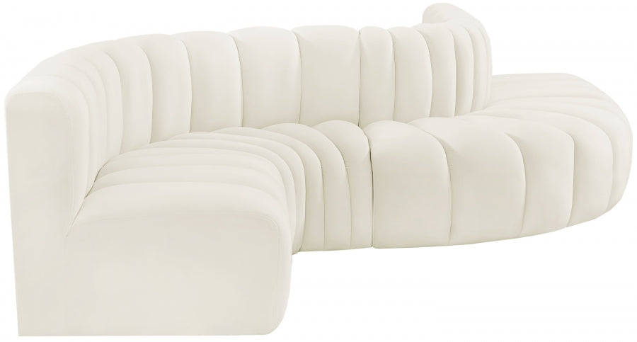 Arc Velvet 6pc. Sectional Cream from Meridian - Luna Furniture